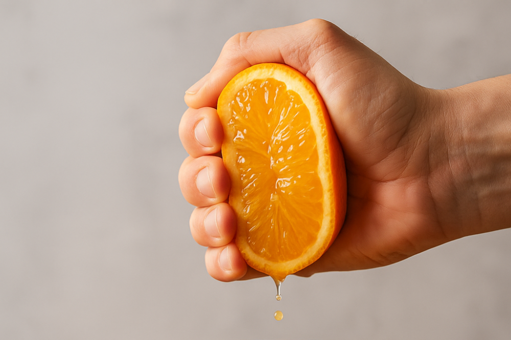 Squeezing orange juice